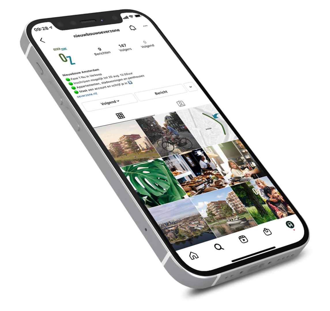 Oeverzone - Contentmarketing Mockup Mobile - yoreM Digital in Real Estate